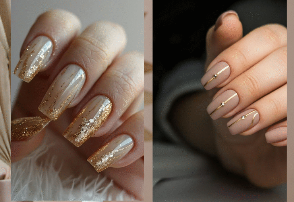 Nude Nails with Gold